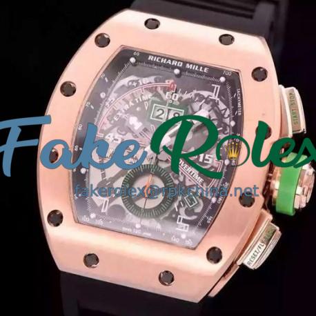 Replica Richard Mille RM011-01 R Mancini Chronograph Rose Gold Black Dial Swiss 7750