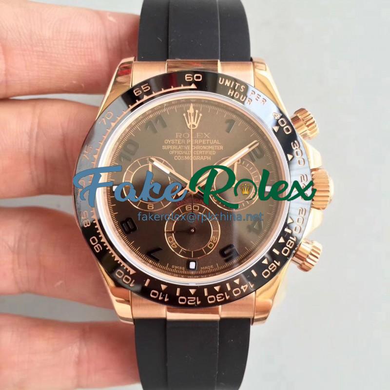 Replica Rolex Daytona Cosmograph 116515LN AR Rose Gold Chocolate Dial Swiss 4130 Run 6@SEC