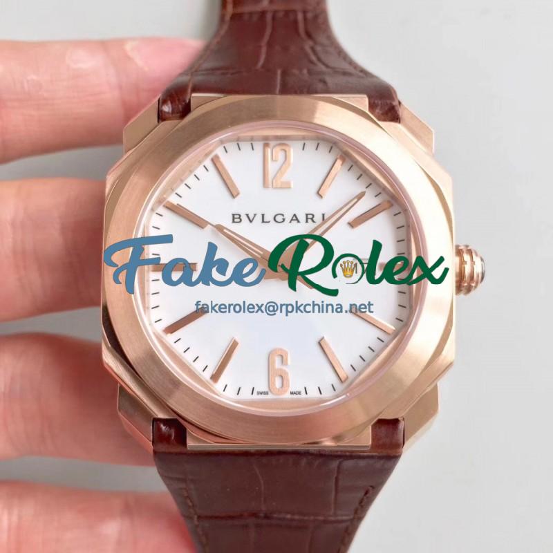 Replica Bvlgari Octo Solotempo 101963 JL Rose Gold White Dial Swiss BVL193