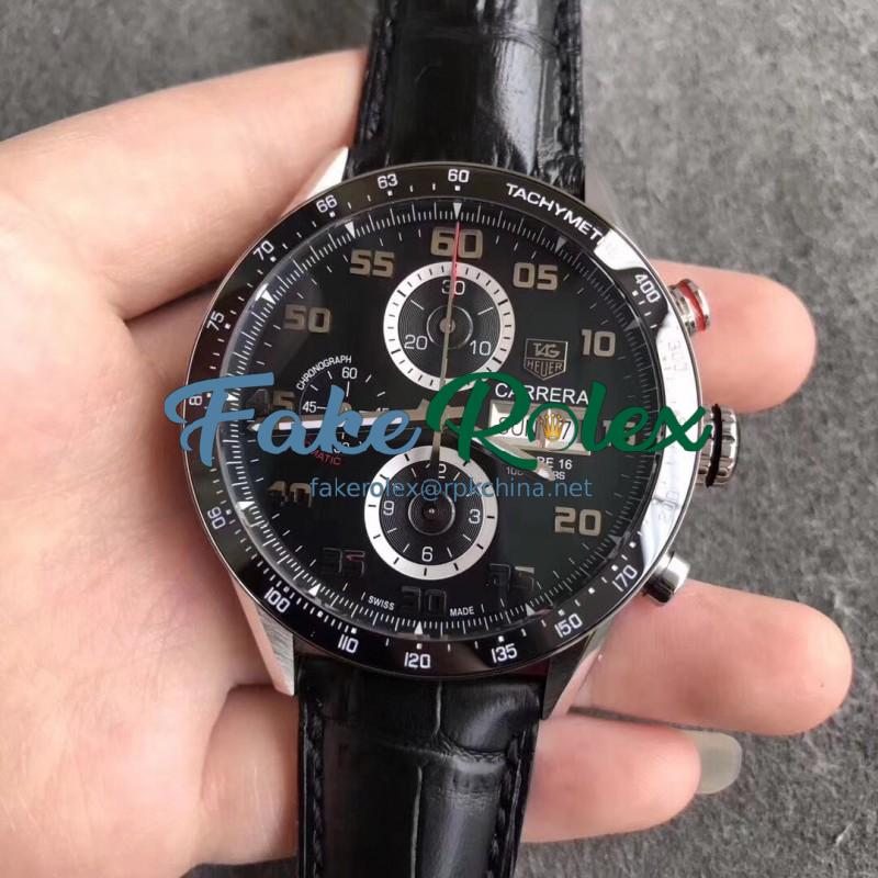 Replica Tag Heuer Carrera Calibre 1887 Day-Date 43MM HBB V6 Stainless Steel Black Dial Swiss Calibre 1887