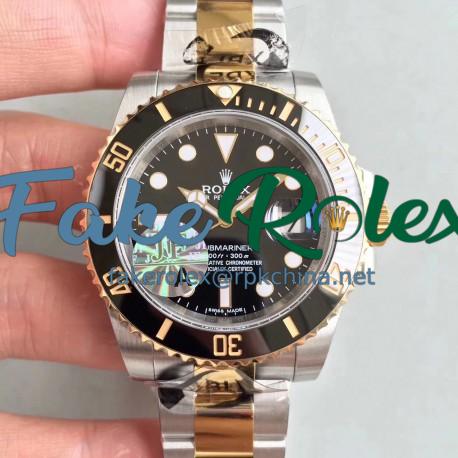 Replica Rolex Submariner Date 116613LN JF Yellow Gold & Stainless Steel Black Dial Swiss 3135