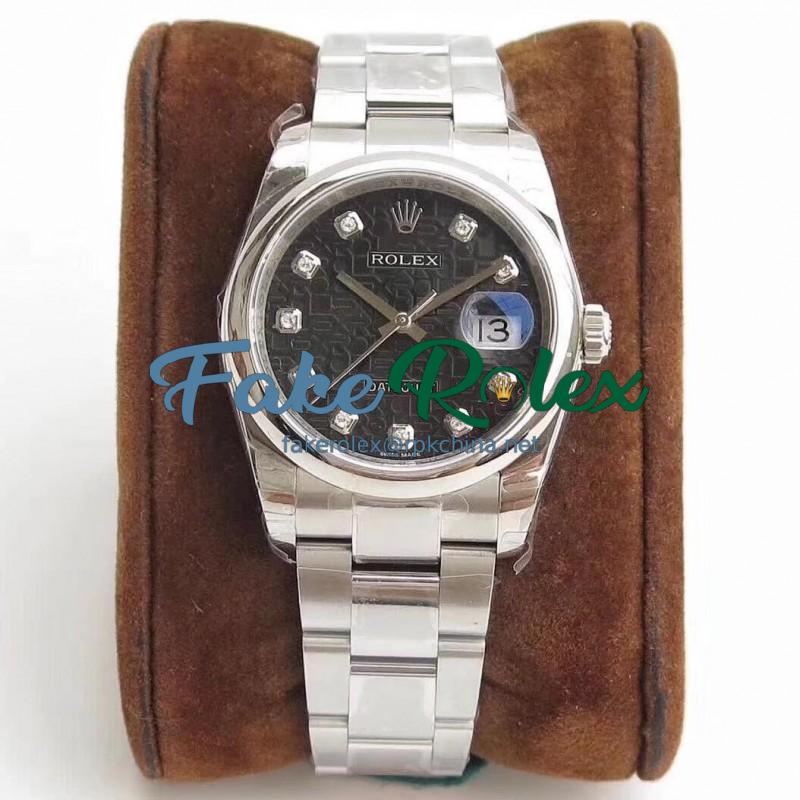 Replica Rolex Datejust 36MM 116234 DJ Stainless Steel 904L Black Anniversary Jubilee Dial Swiss 3135