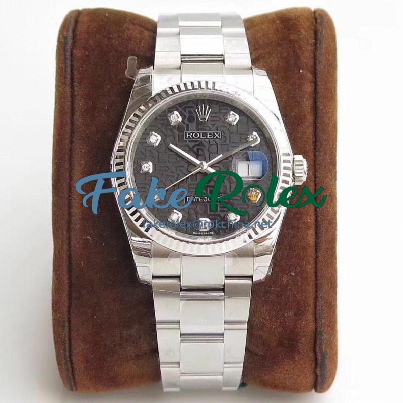 Replica Rolex Datejust 36MM 116234 DJ Stainless Steel 904L Black Anniversary Jubilee Dial Swiss 3135