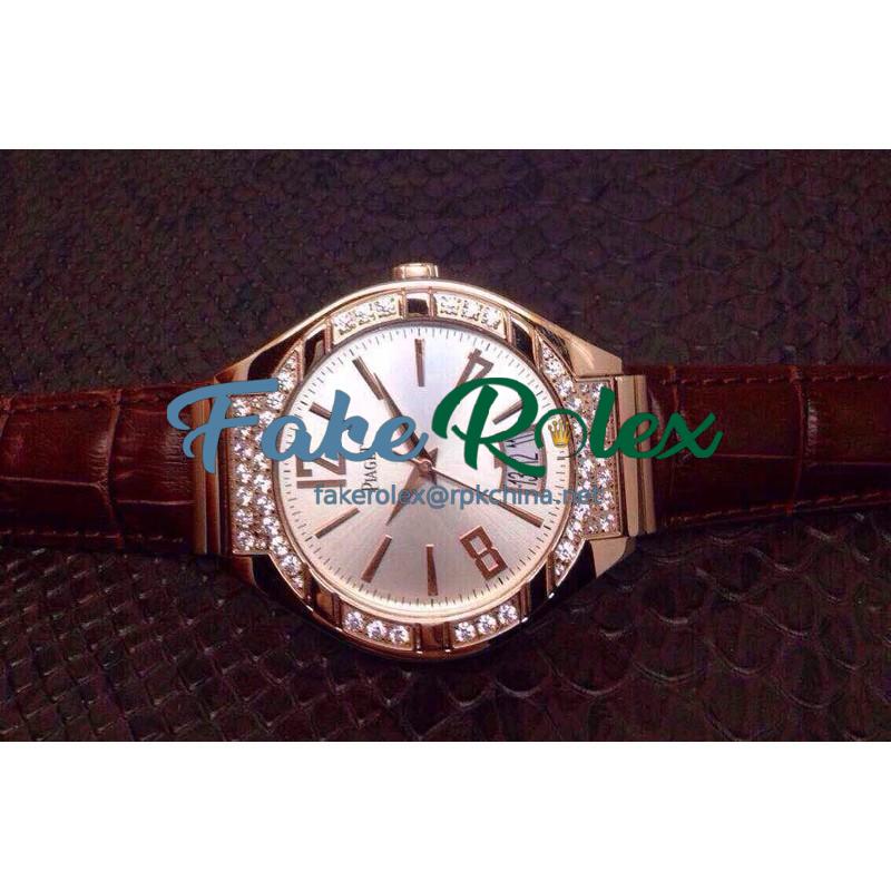 Replica Piaget Polo Rose Gold & Diamonds Silver Dial M9015