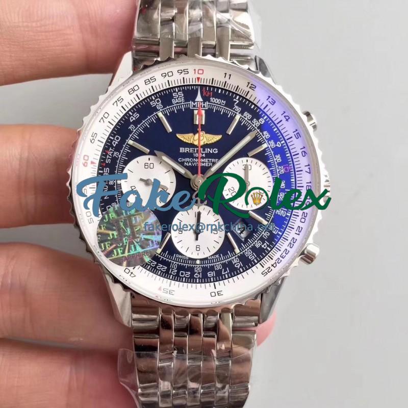 Replica Breitling Navitimer 01 AB012012/BB01/447A JF Stainless Steel Blue Dial Swiss 7750