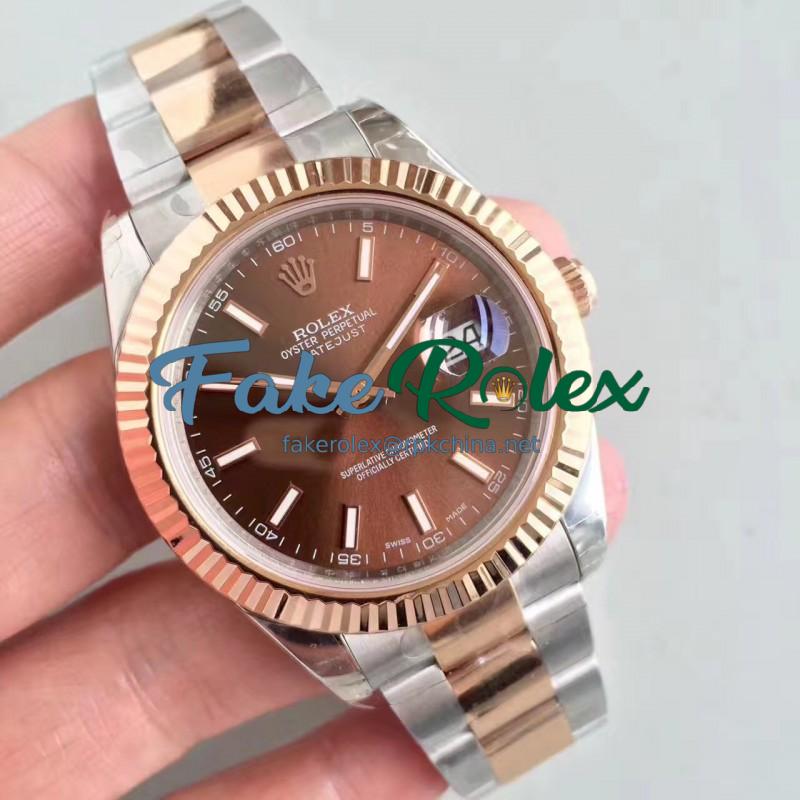 Replica Rolex Datejust II 116333 41MM EW Stainless Steel & Rose Gold Chocolate Dial Swiss 3136