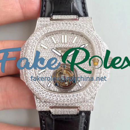 Replica Patek Philippe Nautilus Jumbo 5711 R8 Stainless Steel & Diamonds Diamond Dial Swiss Tourbillon