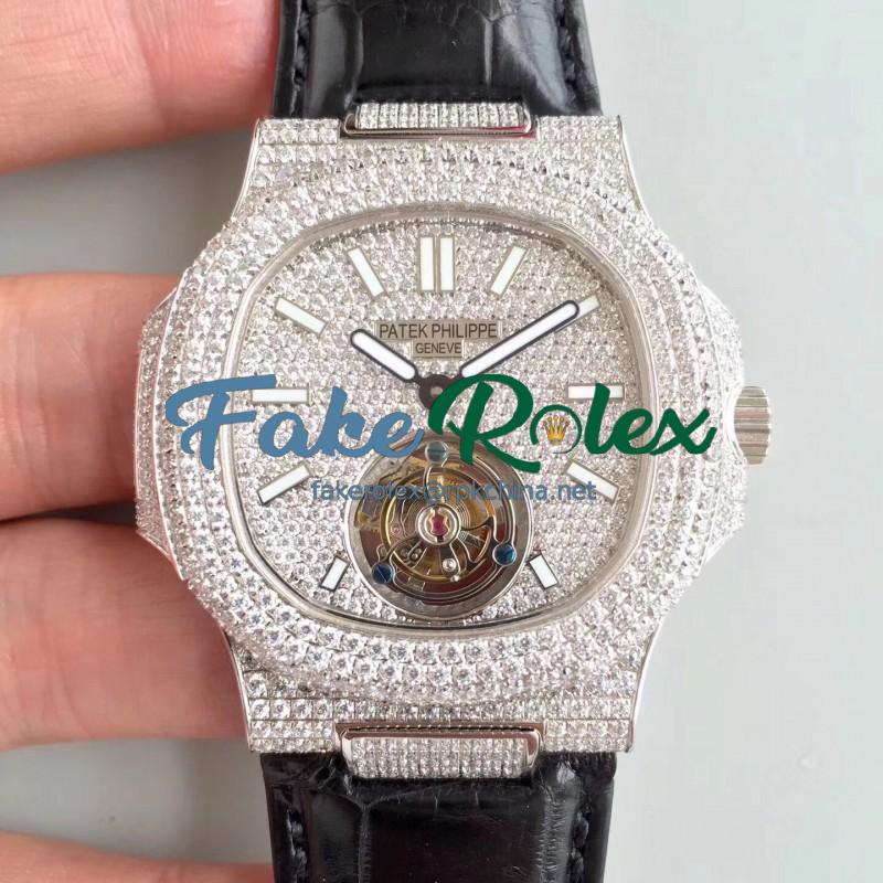 Replica Patek Philippe Nautilus Jumbo 5711 R8 Stainless Steel & Diamonds Diamond Dial Swiss Tourbillon