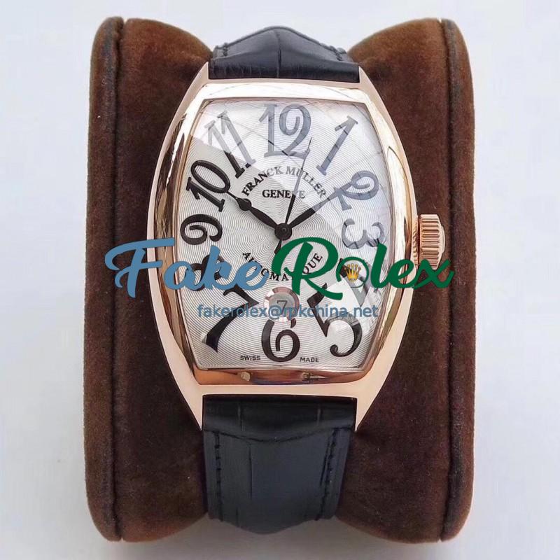 Replica Franck Muller Casablanca Date 8880 C DT WF V2 Rose Gold Silver Dial Swiss 2824-2