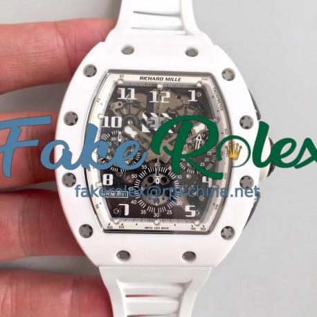 Replica Richard Mille RM011-FM Felipe Massa Flyback Dubai Chronograph KV White Ceramic White Skeleton Dial Swiss 7750