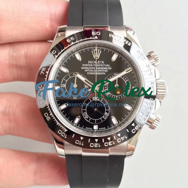 Replica Rolex Daytona Cosmograph 116519LN AR Stainless Steel 904L Black Dial Swiss 4130 Run 6@SEC