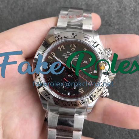 Replica Rolex Daytona Cosmograph 116520 N Stainless Steel Black Dial Swiss 7750 Run 6@SEC