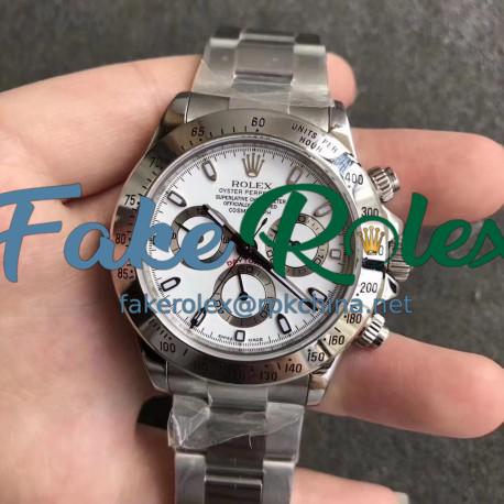 Replica Rolex Daytona Cosmograph 116520 N Stainless Steel White Dial Swiss 7750 Run 6@SEC