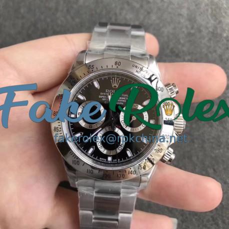 Replica Rolex Daytona Cosmograph 116520 N Stainless Steel Black Dial Swiss 7750 Run 6@SEC