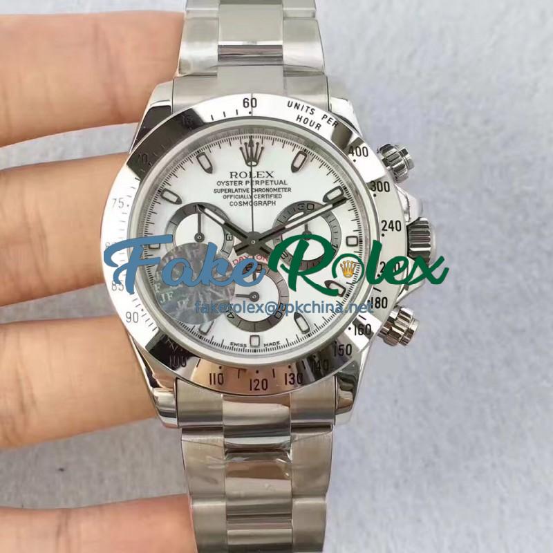 Replica Rolex Daytona Cosmograph 116520 JF Stainless Steel White Dial Swiss 7750 Run 6@SEC