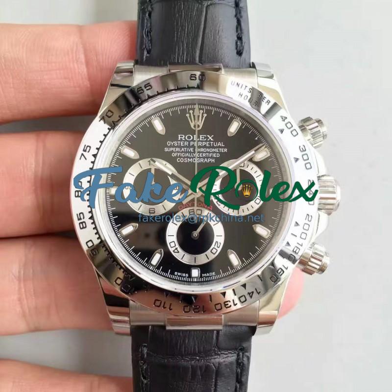 Replica Rolex Daytona Cosmograph 116520 JH Stainless Steel Black Dial Swiss 4130 Run 6@SEC