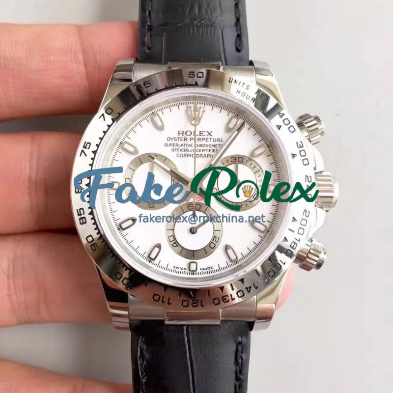 Replica Rolex Daytona Cosmograph 116520 JH Stainless Steel White Dial Swiss 4130 Run 6@SEC