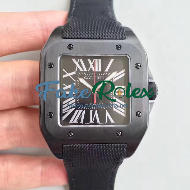 Replica Cartier Santos 100 XL WSSA0006 V6 PVD Black Dial Swiss 2824-2