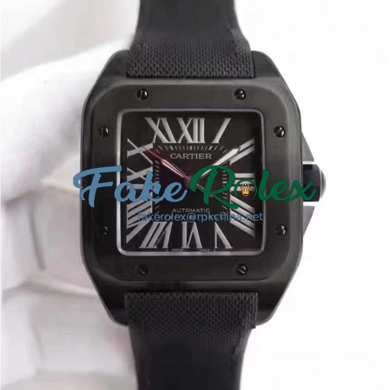 Replica Cartier Santos 100 XL WSSA0006 V6 PVD Black Dial M9015