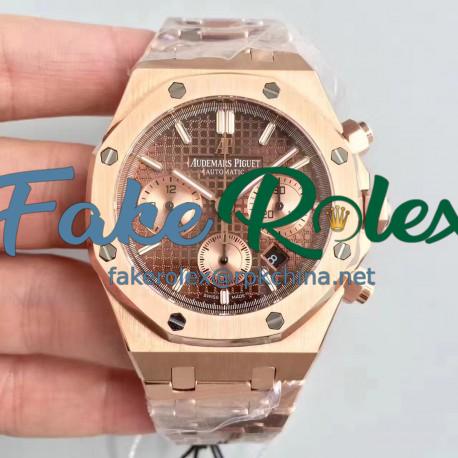 Replica Audemars Piguet Royal Oak Chronograph 26331 JH Rose Gold Chocolate Dial Swiss 7750