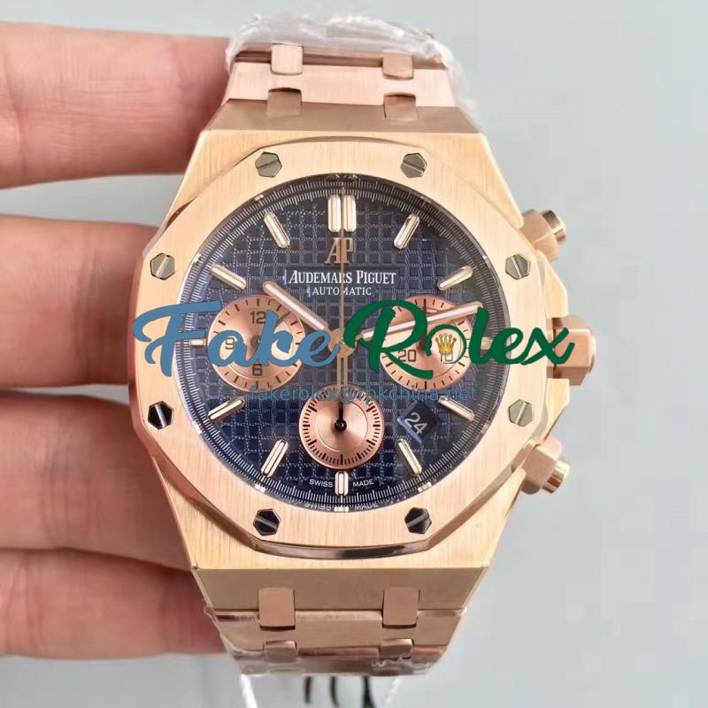 Replica Audemars Piguet Royal Oak Chronograph 26331 JH Rose Gold Blue Dial Swiss 7750