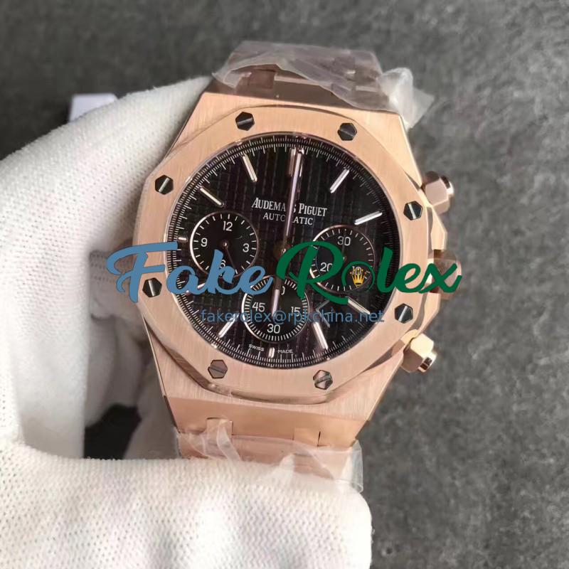 Replica Audemars Piguet Royal Oak Chronograph 26331 JH Rose Gold Black Dial Swiss 7750