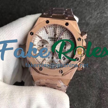 Replica Audemars Piguet Royal Oak Chronograph 26331 JH Rose Gold Silver Dial Swiss 7750