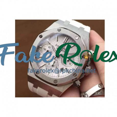 Replica Audemars Piguet Royal Oak Chronograph 26331 Stainless Steel White Dial Rubber Strap Swiss 7750