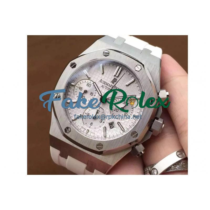 Replica Audemars Piguet Royal Oak Chronograph 26331 Stainless Steel White Dial Rubber Strap Swiss 7750