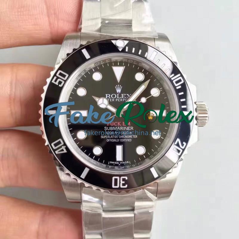 Replica Rolex Submariner FUCK EM 114060 N V6S Stainless Steel Black Dial Swiss 2836-2