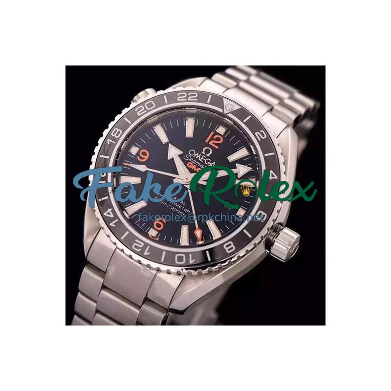 Replica Omega Seamaster Planet Ocean GMT Stainless Steel Black Dial Swiss 8605