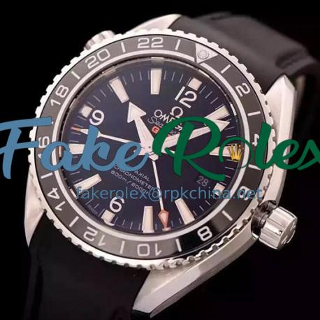 Replica Omega Seamaster Planet Ocean GMT Stainless Steel Black Dial  Swiss 8605