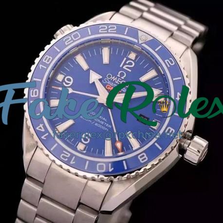 Replica Omega Seamaster Planet Ocean GMT Stainless Steel Blue Dial  Swiss 8605