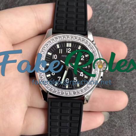 Replica Patek Philippe Aquanaut Luce Ladies 5067A-001 N Stainless Steel & Diamonds Black Dial Swiss E23-250SC