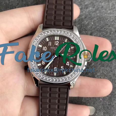 Replica Patek Philippe Aquanaut Luce Ladies 5067A-023 N Stainless Steel & Diamonds Chocolate Dial Swiss E23-250SC