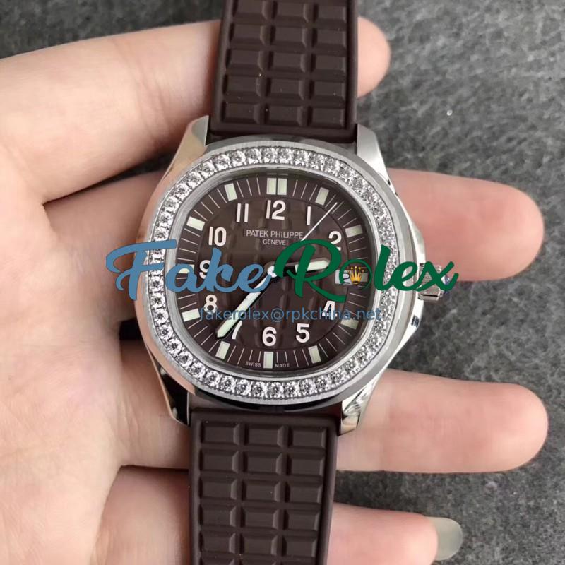 Replica Patek Philippe Aquanaut Luce Ladies 5067A-023 N Stainless Steel & Diamonds Chocolate Dial Swiss E23-250SC