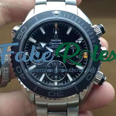 Replica Omega Seamaster Planet Ocean Chronograph 45MM Stainless Steel Black Dial Swiss 7750