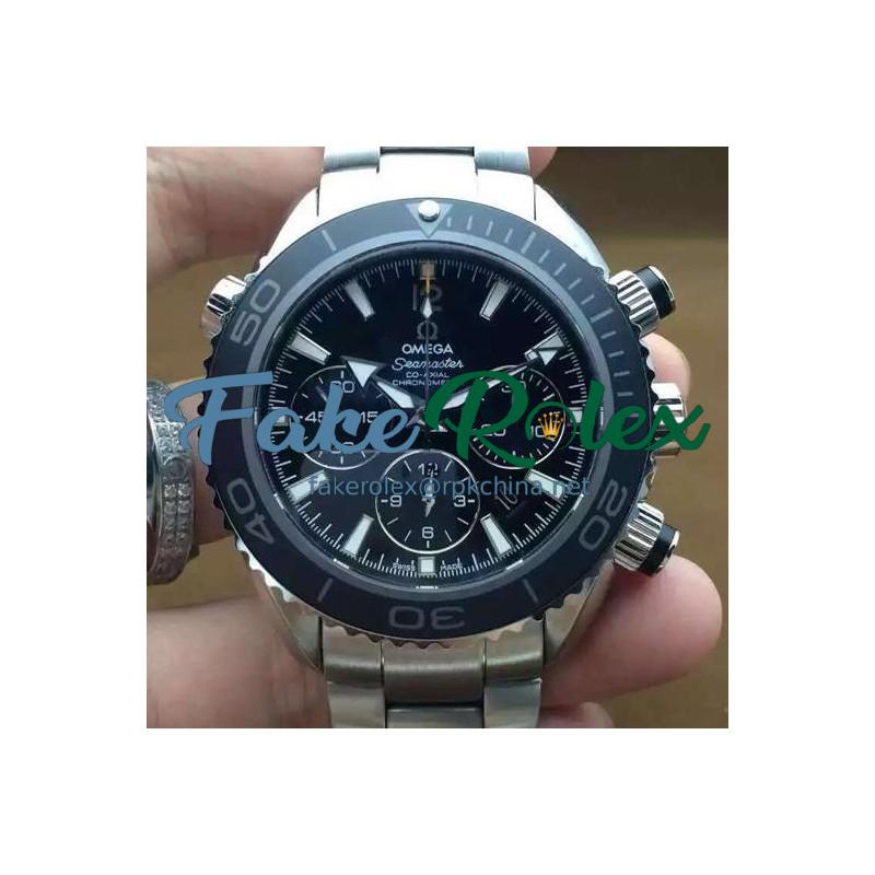 Replica Omega Seamaster Planet Ocean Chronograph 45MM Stainless Steel Black Dial Swiss 7750