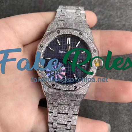 Replica Audemars Piguet Royal Oak Frosted Gold Quartz 33MM 67653 OM Stainless Steel Blue Dial Swiss 3132