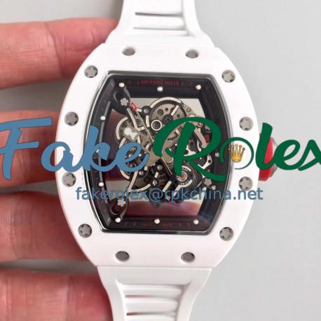 Replica Richard Mille RM55 KV White Ceramic Black Skeleton Dial M8215