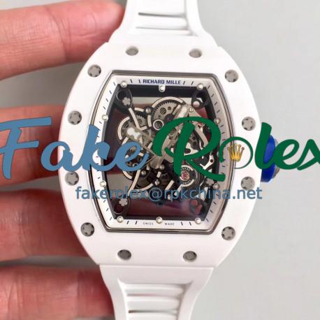 Replica Richard Mille RM55 KV White Ceramic White Skeleton Dial M8215