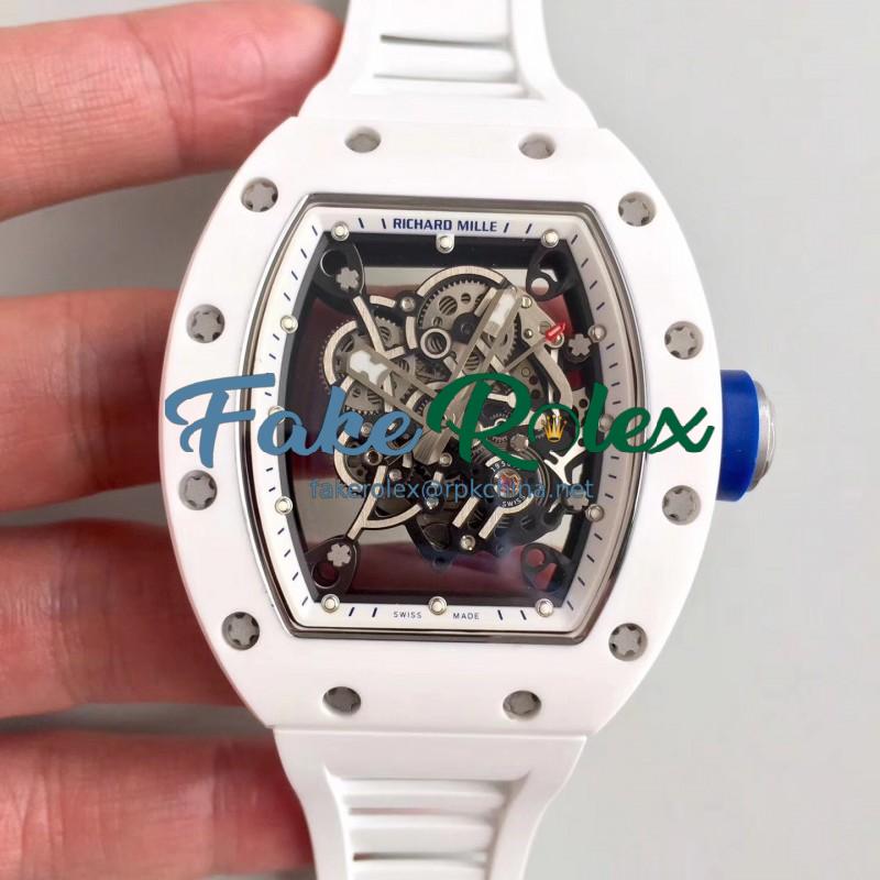 Replica Richard Mille RM55 KV White Ceramic White Skeleton Dial M8215