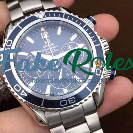 Replica Omega Seamaster Planet Ocean Chronograph 45MM Stainless Steel Blue Dial Swiss 7750