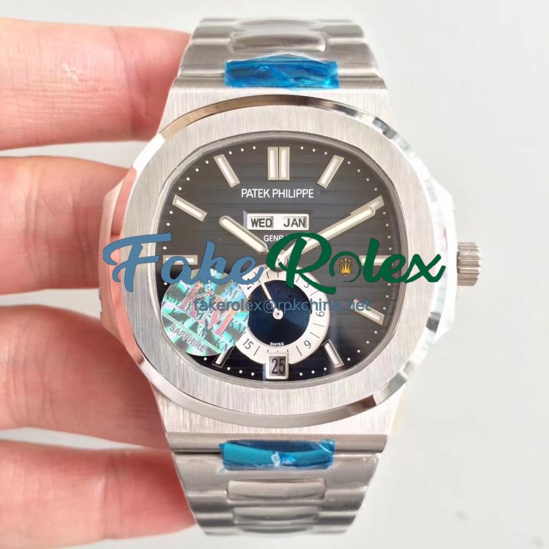 Replica Patek Philippe Nautilus Annual Calendar Moonphase 5726/1A-001 KM V2 Stainless Steel Blue Dial Swiss 324 S QA LU 24H/303