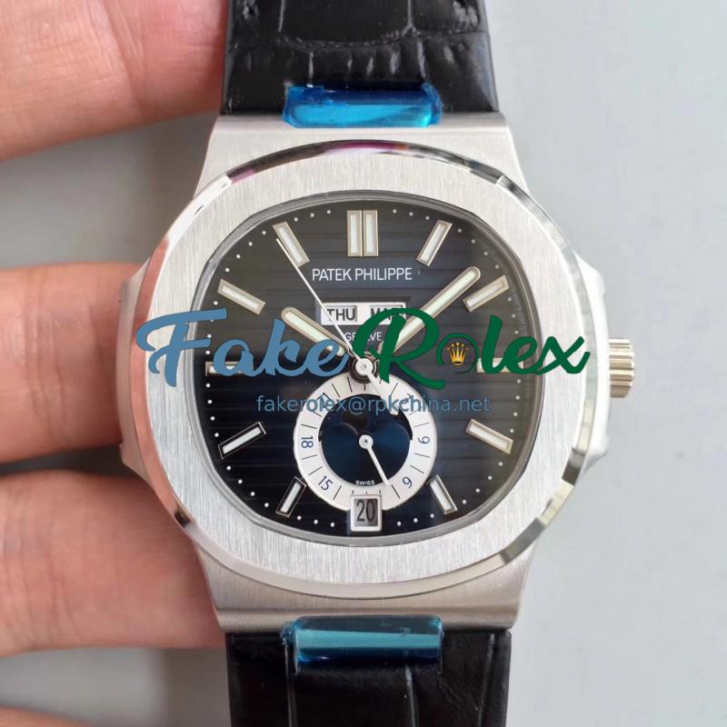 Replica Patek Philippe Nautilus Annual Calendar Moonphase 5726A KM V2 Stainless Steel Blue Dial Swiss 324 S QA LU 24H/303