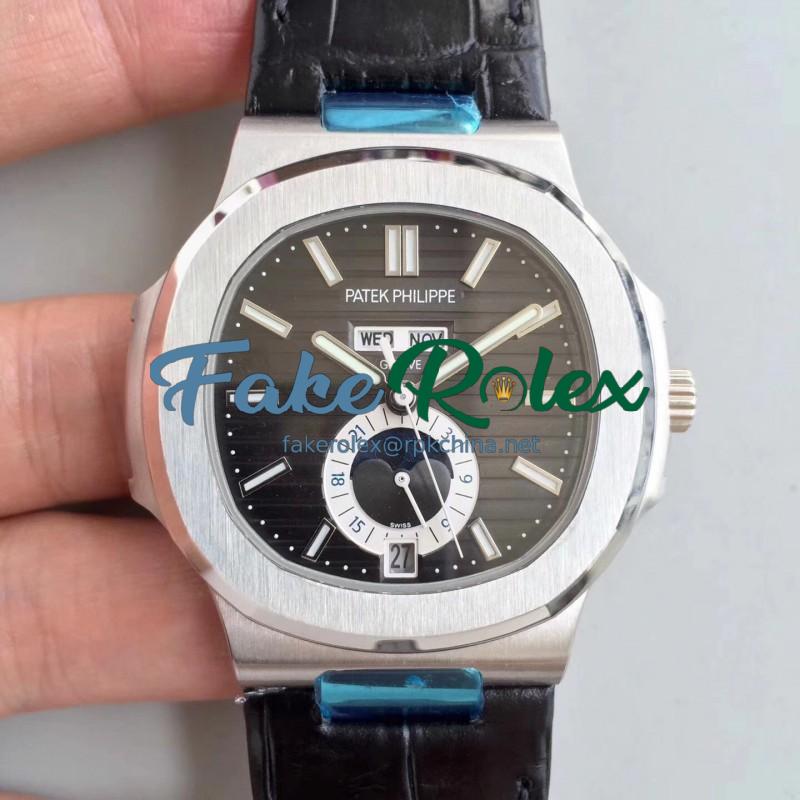 Replica Patek Philippe Nautilus Annual Calendar Moonphase 5726A KM V2 Stainless Steel Brown Dial Swiss 324 S QA LU 24H/303