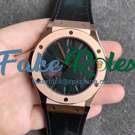 Replica Hublot Classic Fusion Berluti Scritto 511.OX.0500.VR.BER16 SR V2 Rose Gold Green Leather Dial Swiss HUB1100