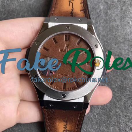 Replica Hublot Classic Fusion Berluti Scritto 511.TX.050T.VR.BER16 SR V2 Stainless Steel Brown Leather Dial Swiss HUB1100