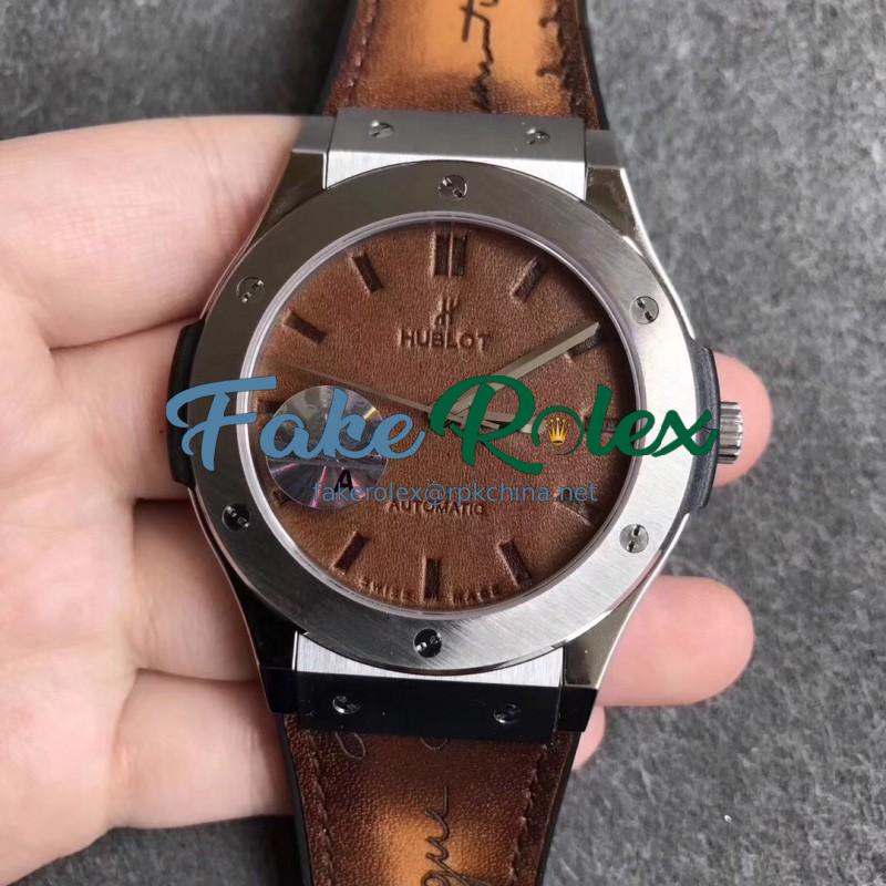 Replica Hublot Classic Fusion Berluti Scritto 511.TX.050T.VR.BER16 SR V2 Stainless Steel Brown Leather Dial Swiss HUB1100