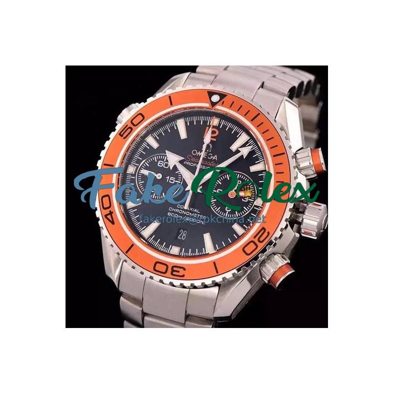 Replica Omega Seamaster Planet Ocean Chronograph 45MM Stainless Steel Black Dial Swiss 9300